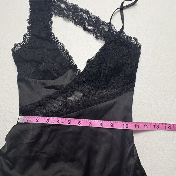 OUTCAST Women Satin Lace Jessica Mini Dress Sz XS Black Alluring Sleek Sexy 5-10 - Picture 12 of 16